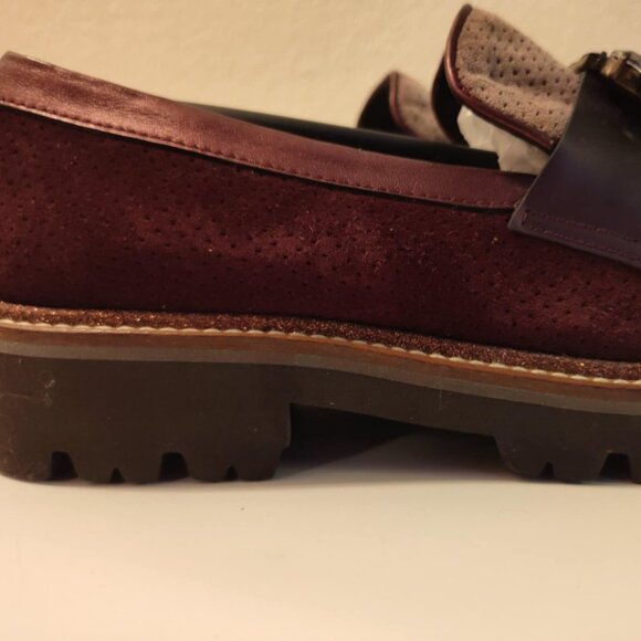 GADEA By Lodi Rhinestone Purple/Burgandy Suede Chunky Loafers, 39 8-8.5 -  NWOT - Picture 9 of 16